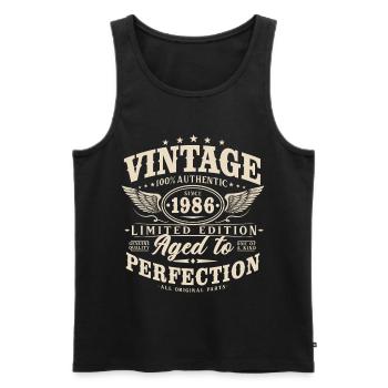 1986_Jahrgang_geboren_Geburtstag_Geschenk - Men's Premium Organic Tank Top - black - Front - Michal (187cm)