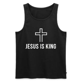Jesus Is King Christlich Kreuz Glaube - Männer Premium Bio Tank Top - Schwarz - Vorne - Michal (187cm)