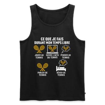 jouer au tennis cadeau fan de tennis  - Débardeur bio Premium Homme - noir - Devant - Michal (187cm)