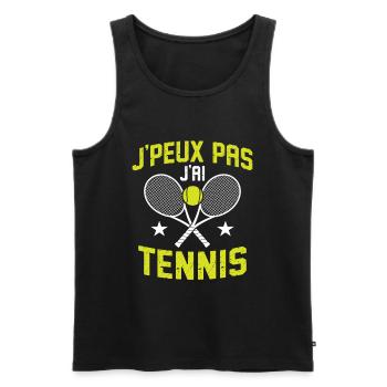 J'Peux pas j'ai Tennis Cadeau Tennis Homme Femme - Débardeur bio Premium Homme - noir - Devant - Michal (187cm)