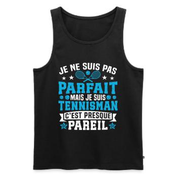 Je suis pas parfait mais je suis Tennisman  - Débardeur bio Premium Homme - noir - Devant - AI Model Male 178 light (178cm)