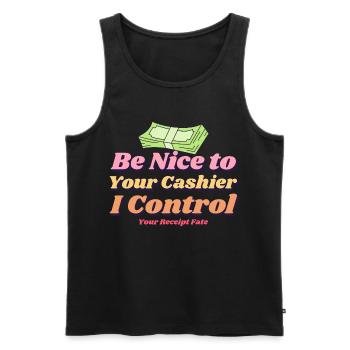Seien Sie nett zu Ihrem Kassierer - Männer Premium Bio Tank Top - Schwarz - Vorne - AI Model Male 178 light (178cm)