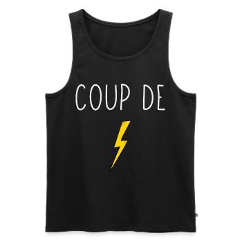 Coup de foudre minimalistisches Design gelber Blitz - Männer Premium Bio Tank Top - Schwarz - Vorne - AI Model Male 178 light (178cm)