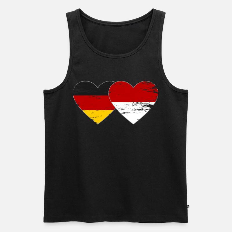 Deutschland Monaco Flagge Herz - Männer Premium Bio Tank Top - Schwarz