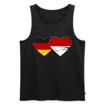 Allemagne Indonésie Drapeau Coeur - Débardeur bio Premium Homme - noir - Devant - Michal (187cm)