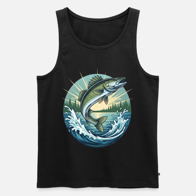 Springender Zander - Männer Premium Bio Tank Top - Schwarz