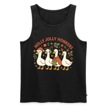 Oie de Noël houx Jolly Honkers design amusant - Débardeur bio Premium Homme - noir - Devant - Michal (187cm)