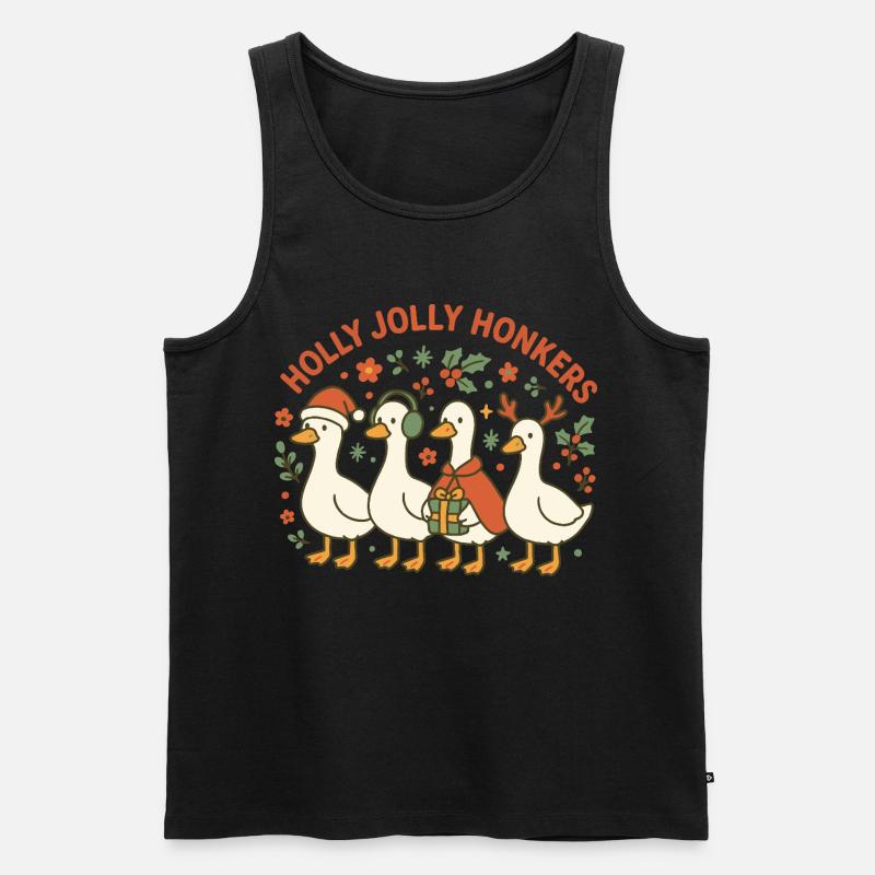 Weihnachtsgans Holly Jolly Honkers Fun Design - Männer Premium Bio Tank Top - Schwarz