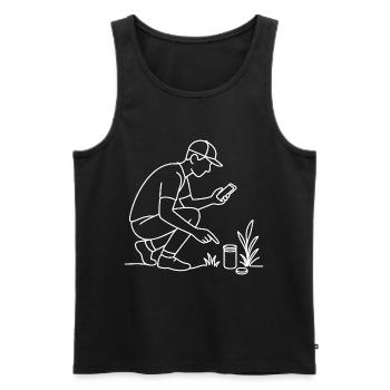 Geocacher Sketch – Minimalist Outdoor Motif - Men's Premium Organic Tank Top - black - Front - Michal (187cm)