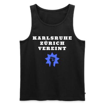 Karlsruhe Zurich unie - Débardeur bio Premium Homme - noir - Devant - Michal (187cm)