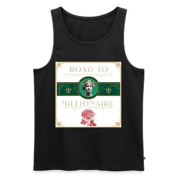 ROAD TO MILLIONAIRE - Männer Premium Bio Tank Top - Schwarz - Vorne - AI Model Male 178 light (178cm)