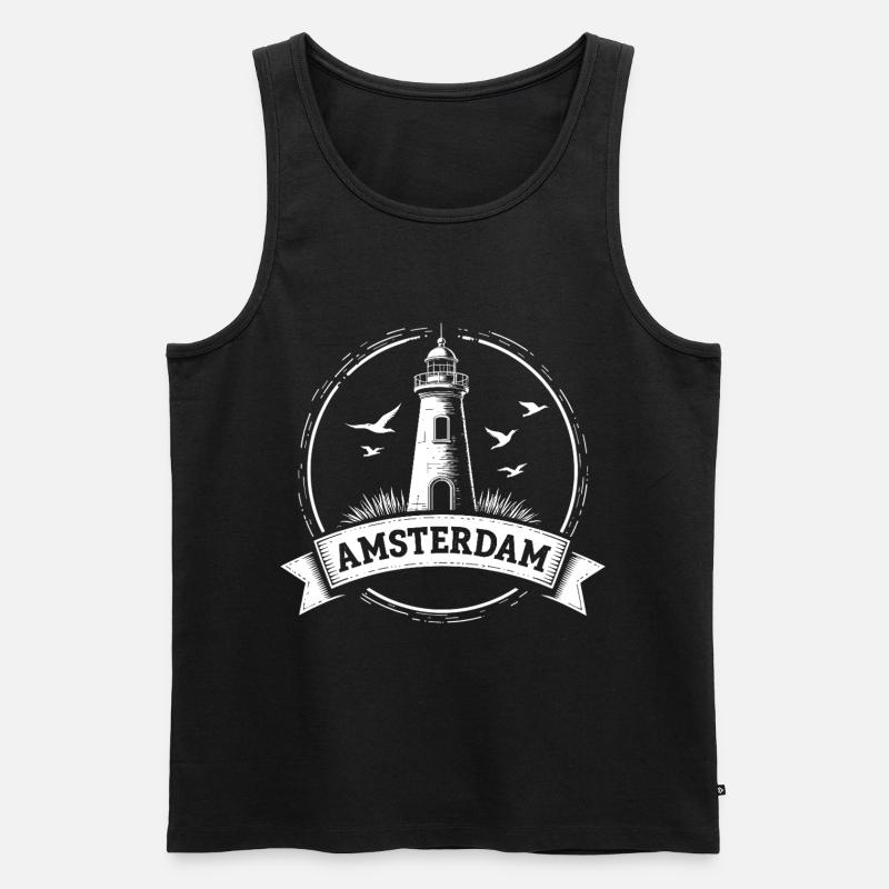 Leuchtturm Amsterdam Maritimes  - Männer Premium Bio Tank Top - Schwarz