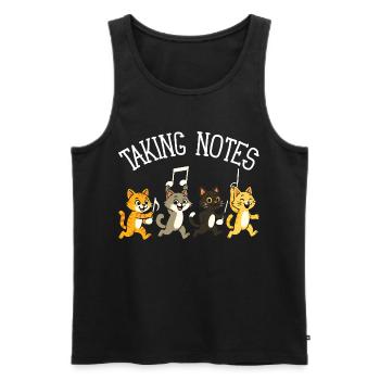 Chat Notes Musicales Humour Musique - Débardeur bio Premium Homme - noir - Devant - AI Model Male 178 light (178cm)