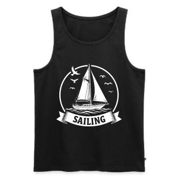 Sailing Sailboat Maritim Sport - Men's Premium Organic Tank Top - black - Front - Michal (187cm)