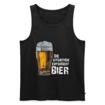 Die Situation erfordert Bier – Lustiger Spruch - Männer Premium Bio Tank Top - Schwarz - Vorne - AI Model Male 178 light (178cm)