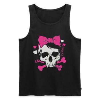 Pink Skull mit Zöpfen und Schleifen - Männer Premium Bio Tank Top - Schwarz - Vorne - AI Model Male 178 light (178cm)