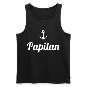 Papitän Funny Pun Capitaine Papa Ancre - Débardeur bio Premium Homme - noir - Devant - Michal (187cm)