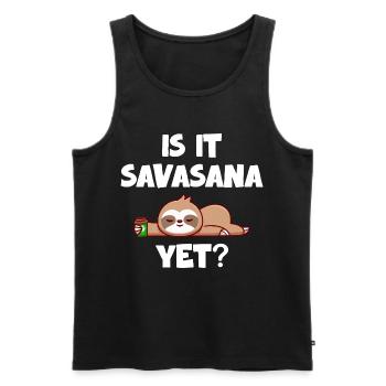 Savasana Break Relaxed Sloth - Men's Premium Organic Tank Top - black - Front - Michal (187cm)