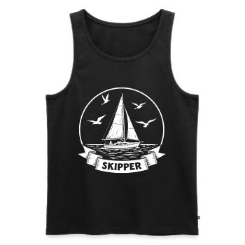 Skipper Sailboat Maritime Captain - Men's Premium Organic Tank Top - black - Front - Michal (187cm)