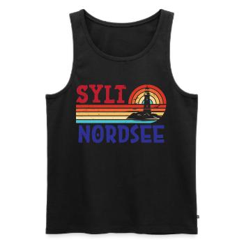 Vacances à la mer du Nord SYLT ÎLE DE LA MER DU NORD Fun - Débardeur bio Premium Homme - noir - Devant - AI Model Male 178 light (178cm)