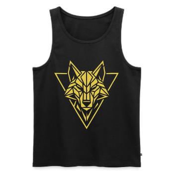 Geometric Wolf Head Gold - Men's Premium Organic Tank Top - black - Front - Michal (187cm)