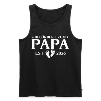 Promoted to Papa est. 2026 Paternity - Men's Premium Organic Tank Top - black - Front - AI Model Male 178 light (178cm)