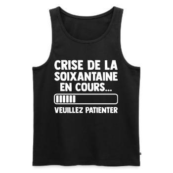 Sixties Crisis Birthday Gift Humor - Men's Premium Organic Tank Top - black - Front - AI Model Male 178 light (178cm)