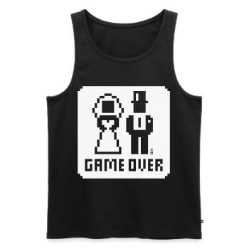 Game Over (mariage, enterrement de vie de garçon, mariés, pixel, NEG W) - Débardeur bio Premium Homme - noir - Devant - Michal (187cm)