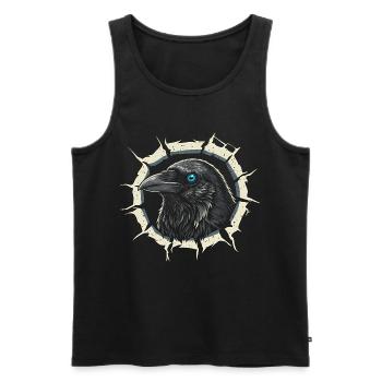 Corbeau gothique sortant de la fissure - Corbeau - Débardeur bio Premium Homme - noir - Devant - Michal (187cm)