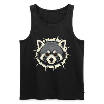 Cute Red Panda Peeking Out Crack - Men's Premium Organic Tank Top - black - Front - Michal (187cm)