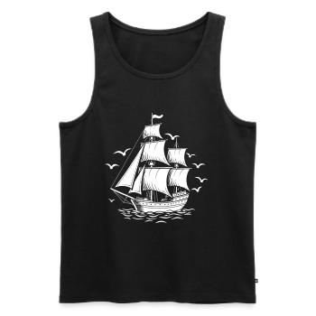 Sailing Sailing Ship Maritim Ahoy - Men's Premium Organic Tank Top - black - Front - Michal (187cm)
