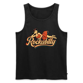 Rockabilly Woman 50s Reclining Petticoat Gift - Men's Premium Organic Tank Top - black - Front - AI Model Male 178 light (178cm)