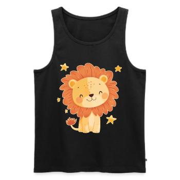 Lion avec ciel étoilé - Débardeur bio Premium Homme - noir - Devant - Michal (187cm)