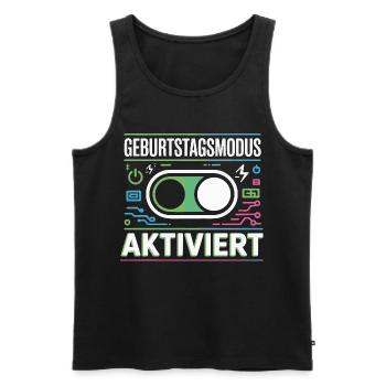 Birthday Mode Enabled - Men's Premium Organic Tank Top - black - Front - Michal (187cm)