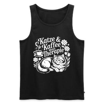 Cats & Coffee My Therapy - Men's Premium Organic Tank Top - black - Front - AI Model Male 178 light (178cm)