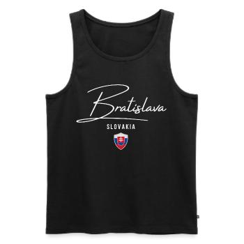 Bratislava, Slowakei, minimalistisches, elegantes Design - Männer Premium Bio Tank Top - Schwarz - Vorne - AI Model Male 178 light (178cm)