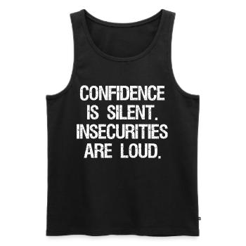 confidence is silent insecurities are loud - Men's Premium Organic Tank Top - black - Front - AI Model Male 178 light (178cm)