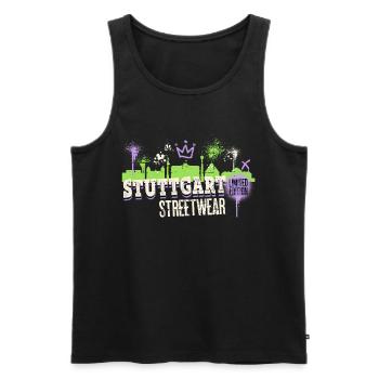 Stuttgart Skyline City Germany Graffiti Art - Men's Premium Organic Tank Top - black - Front - AI Model Male 178 light (178cm)