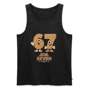 Funny 6 7 Christmas Meme Santa Saying Shirt - Men's Premium Organic Tank Top - black - Front - AI Model Male 178 light (178cm)