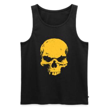 Contraste crâne jaune - Débardeur bio Premium Homme - noir - Devant - AI Model Male 178 light (178cm)
