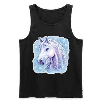 Pferd Schneeflocken  - Männer Premium Bio Tank Top - Schwarz - Vorne - AI Model Male 178 light (178cm)