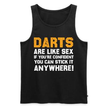 Witziges Darts Zitat Shirt - Männer Premium Bio Tank Top - Schwarz - Vorne - AI Model Male 178 light (178cm)