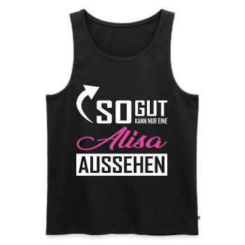 So gut kann nur eine Alisa aussehen - Männer Premium Bio Tank Top - Schwarz - Vorne - AI Model Male 178 light (178cm)