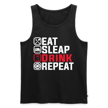 Eat Sleep Drink Repeat – Lustiges Party Design - Männer Premium Bio Tank Top - Schwarz - Vorne - Michal (187cm)