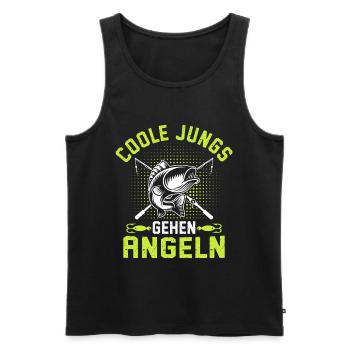 Cool Boys Go Pêche Enfants Garçon Angel - Débardeur bio Premium Homme - noir - Devant - AI Model Male 178 light (178cm)