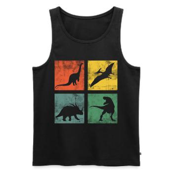 Dinosaur Dino Dinos Tyrannosaurus Triceratops - Men's Premium Organic Tank Top - black - Front - AI Model Male 178 light (178cm)