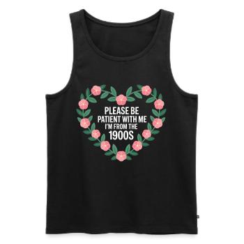 Bitte Geduld Von Den 1900ern Blütenherz - Männer Premium Bio Tank Top - Schwarz - Vorne - AI Model Male 178 light (178cm)