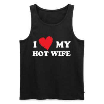 I love my hot wife - Men's Premium Organic Tank Top - black - Front - Michal (187cm)