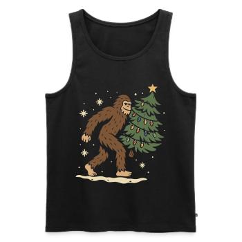 Weihnachten Bigfoot bringt den Weihnachtsbaum - Männer Premium Bio Tank Top - Schwarz - Vorne - Michal (187cm)