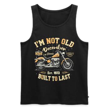 I'm not old December Year of construction 1973 - Men's Premium Organic Tank Top - black - Front - AI Model Male 178 light (178cm)